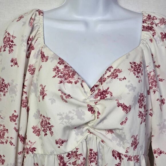 Doe & Rae White Floral Long Sleeve Blouse Women’s L - Picture 2 of 9
